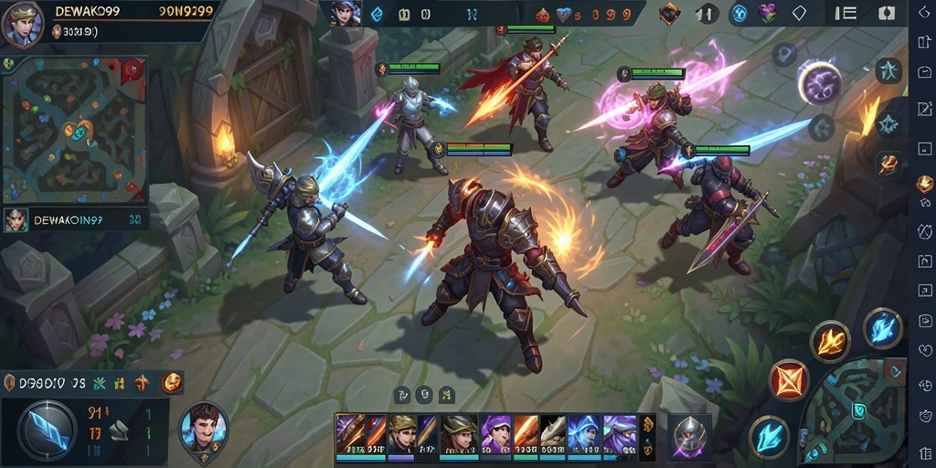 Screenshot gameplay yang menampilkan pertarungan seru di DEWAKOIN99