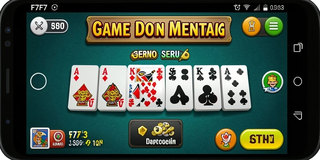 Tampilan gameplay seru F7F7 dengan kartu Domino yang menarik.