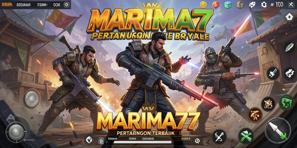 Menampilkan gameplay seru dalam pertempuran Battle Royale.